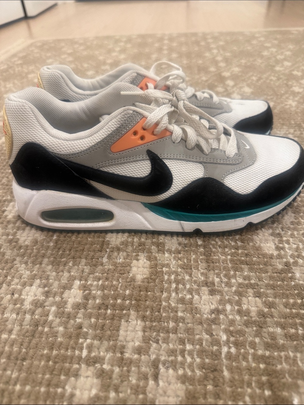 Nike Women's White Black Gray Sneakers with Orange Accents